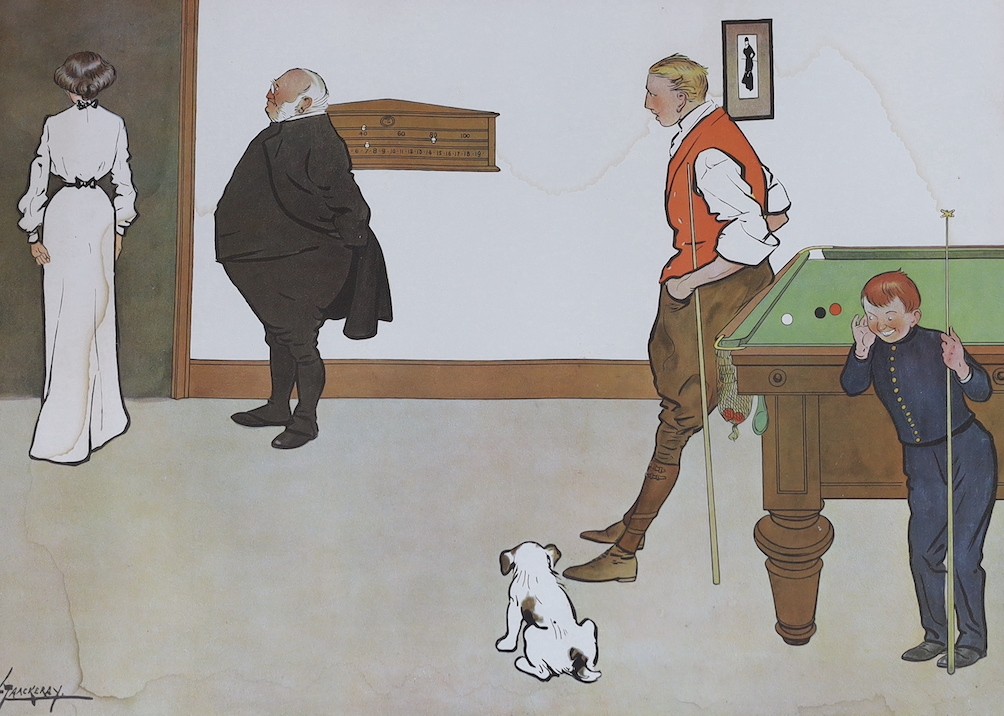 After Lance Thackeray, set of four prints, A Billiard Match, framed, 29 x 41cm